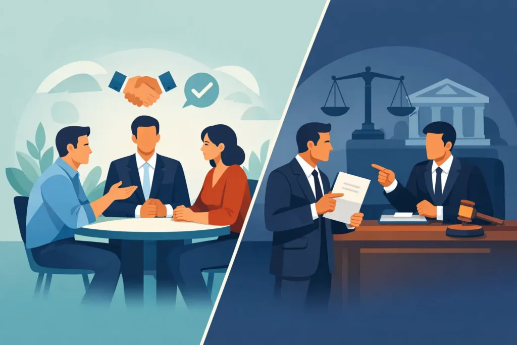 Différence conciliation et assignation commerciale